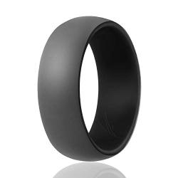 ROQ Silicone Wedding Ring for Men - 3 Packs/4 Packs & Singles - Duo Collection Silicone Rubber Wedding Bands - Classic Styles