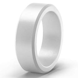 ThunderFit Silicone Rings for Men 4 Rings / 1 Ring - Flat Top Angled Edge Rubber Wedding Bands 9.8mm Wide - 2mm Thick