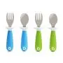 Munchkin 4 Count Raise Toddler Fork and Spoon, Blue/Green, 12+