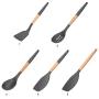 DOPTHOI - Silicone Kitchenware Spatula Colander Spoon Butter Scraper w/Beech Handle