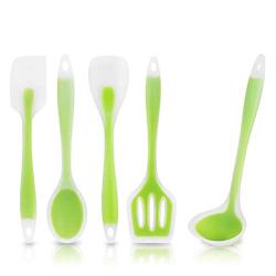 JunbosiKitchenware Kitchenware Set of 5 Non-Stick Kitchen Tools Cooking Shovel Spoons Translucent Silicone Kitchenware