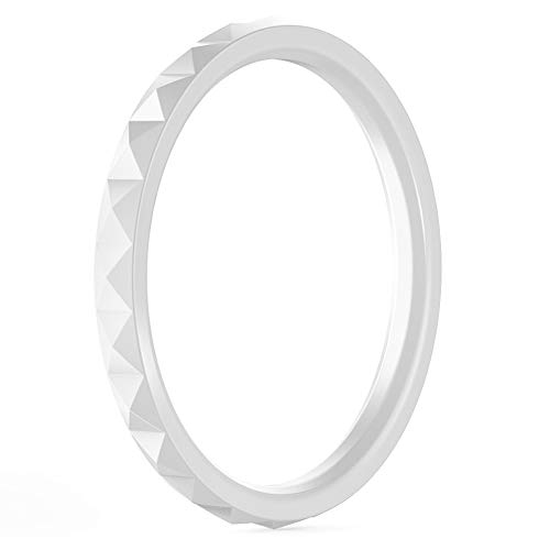 ThunderFit Thin and Stackable Silicone Rings, 8 Rings / 4 Rings / 1 Ring - Silicone Wedding Bands for Women - Diamond Pattern