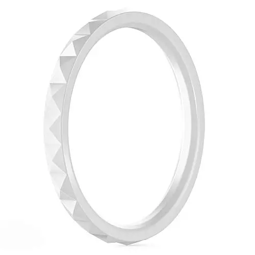 ThunderFit Thin and Stackable Silicone Rings, 8 Rings / 4 Rings / 1 Ring - Silicone Wedding Bands for Women - Diamond Pattern
