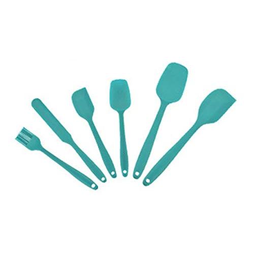 Silicone Baking Tool Set-Silicone Kitchenware 6 Piece Set Cream Scraper Baking Tool Spatula Brush Set, blue