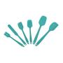 Silicone Baking Tool Set-Silicone Kitchenware 6 Piece Set Cream Scraper Baking Tool Spatula Brush Set, blue