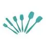 Silicone Baking Tool Set-Silicone Kitchenware 6 Piece Set Cream Scraper Baking Tool Spatula Brush Set, blue