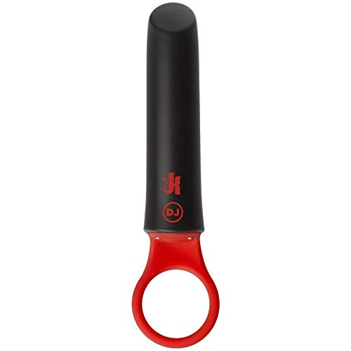 Kink by Doc Johnson - Power Play - Powerful 20 Function Vibrator with Silicone Grip Ring - Quiet Motor, Small Size, Waterproof, USB Rechargeable - Black/Red