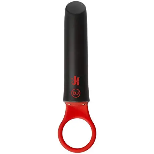 Kink by Doc Johnson - Power Play - Powerful 20 Function Vibrator with Silicone Grip Ring - Quiet Motor, Small Size, Waterproof, USB Rechargeable - Black/Red