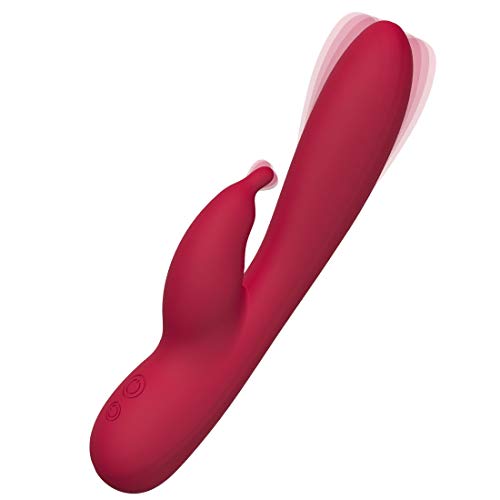Tracy’s Dog G Spot Rabbit Vibrator with Ticklish Bunny Ears for Clitoral Stimulation,Waterproof Flexible Liquid-Silicon Dildos Vibrators with Dual Motor 7 Vibration Patterns Sex Toys for Women