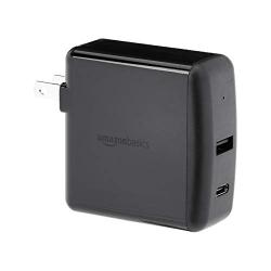 AmazonBasics 2-Port Wall Charger (51W) for Laptops, Tablets and Phones, with 1 USB-A Port and 1 USB-C Port with 30W Power Delivery - Black