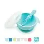 Bumkins Suction Silicone Baby Feeding Set, Bowl, Lid, Spoon, BPA-Free, First Feeding, Baby Led Weaning - Light Blue