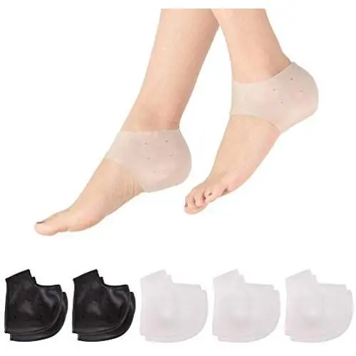 5 Pair Heel Protectors, Heel Cups for Heel Pains, Heel Pads Cushion, Heal Dry Cracked Heels, Achilles Tendinitis, Breathable Silicone Gel Heel Cups, for Men & Women - Universal Size