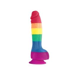 New Sensations Pride Edition Realistic Silicone Dildo with Balls, Rainbow