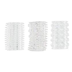 Toys for Couples 3 PCS Clear Silicone Rod Ring Extension Enhancer Tickler Sleeve