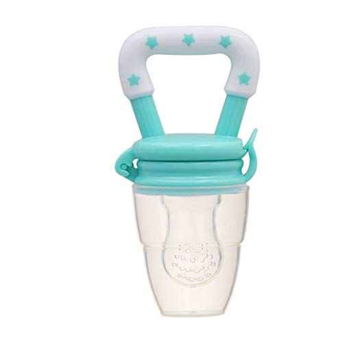 Binory Baby Fruit Feeder Pacifier Fresh Food Feeder for Infants Toddlers Nipple Teething Toy,Reusable Safety Silicone Pouches Teether Vegetable Fruit Chewable Soother Kids Gift(Light Blue L)