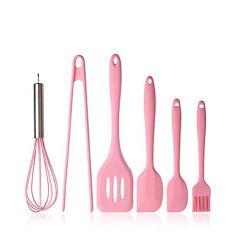 JunbosiKitchenware Non-Stick Pan Silicone Kitchenware Set of 6 Food Grade Silicone Food Clip Egg Beater Baking Set
