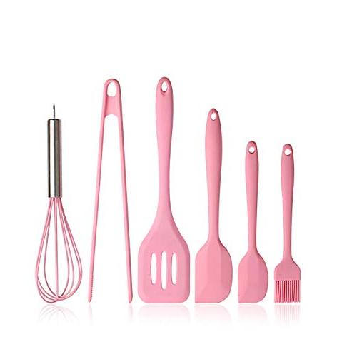 JunbosiKitchenware Non-Stick Pan Silicone Kitchenware Set of 6 Food Grade Silicone Food Clip Egg Beater Baking Set