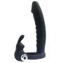 Dual Penetration Vibrating Dildo with Cock Ring Double Penetrator for Men for Couple Anal Sex Dildo with Cock Ring Silicone Butt Plug Strapon Dildo Enhancer 7 Speed Double Penetrator (Black)