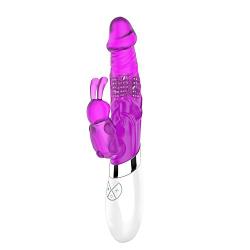 oneisall Silicone Clitoris Orgasmic Jumping 6-speed Orgasm Rotating Vibration Masturbation Toys Dildo Massager with Rotating Rolling Beads for Female, Purple