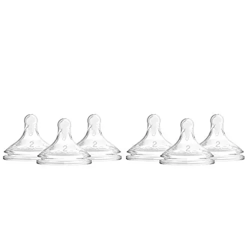 Dr. Browns Options+ Wide-Neck Baby Bottle Nipple, Level 2 (3 Months+), 6 Count