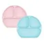 Bumkins Silicone Grip Dish, Suction Plate, Divided Plate, Baby Toddler Plate, BPA Free, Microwave Dishwasher Safe, Blue/Pink