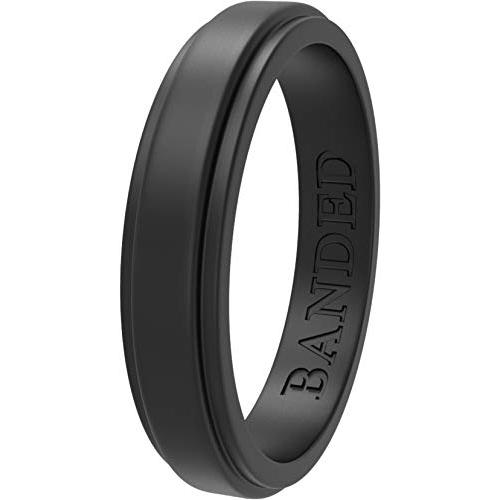 BANDED GLORY Silicone Wedding Ring for Men, Rubber Wedding Bands, Step Edge Design