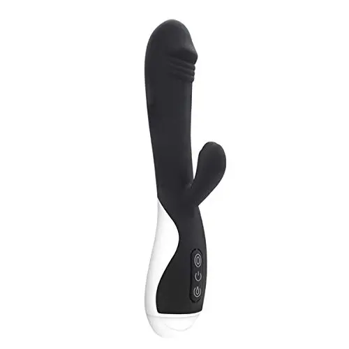 Auonk Function Vibrant Silicone Waterproof Toys for Women (Black-008)