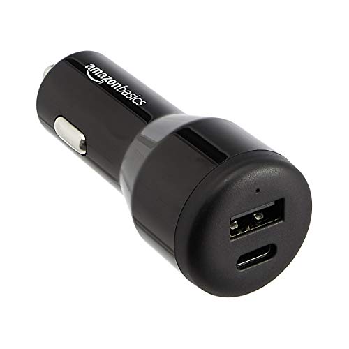 AmazonBasics USB-C Car Charger with 18W USB-C Port and 12W USB-A Port