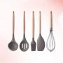 UPKOCH 5pcs Silicone Kitchenware Set Nonstick Cooking Utensils High Temperature Resistant Kitchen Tool with Wood Handle for Home