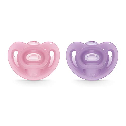 NUK Sensitive Orthodontic Pacifiers, Girl, 0-6 Months (2 Count)