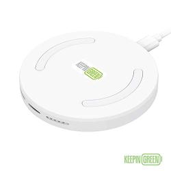 KeepinGreen Qi Wireless Charging Pad with 18 Watt USB Wall Charger Adapter and 4 Foot Micro USB Cable for Apple iPhone XR, XS, XS Max, X, 8 and Samsung Galaxy S10, S9, S8