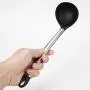 Silicone Cooking Utensils Kitchen Utensil, Silicone Kitchenware Non-Stick Cooking Utensils with Stainless Steel Handle - Soup Spoon