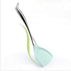 Stainless steel handle silicone shovel Non-stick silicone spatula kitchenware Cooking spatula Fried fish shovel cooking tool,Green