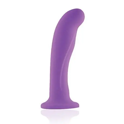 6" Platinum Silicone Dildo - G Spot Stimulating Curved Dong - Suction Cup Harness Compatible - Sex Toy for Women - Sex Toy for Adults (Purple)