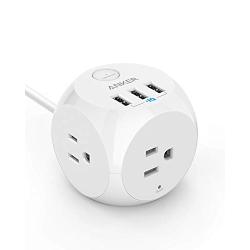 Power Strip with USB, Anker PowerPort Cube with 3 Outlets and 3 USB Ports, Portable, 5 ft Extension Cord, Overload Protection for iPhone XS/XR, Compact for Travel, Cruise Ship and Office