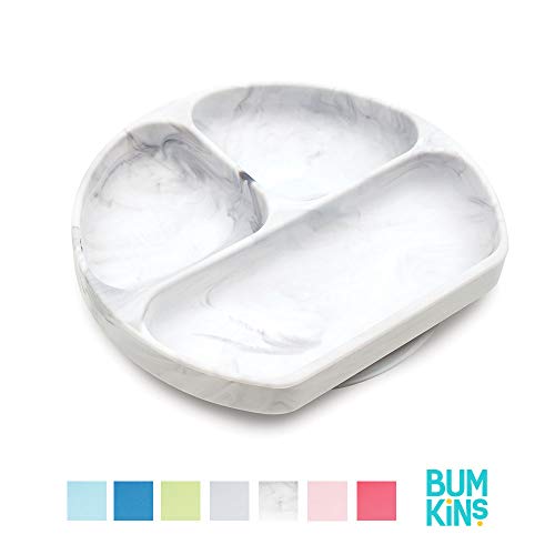 Bumkins Silicone Grip Dish, Suction Plate, Divided Plate, Baby Toddler Plate, BPA Free, Microwave Dishwasher Safe ? Marbled