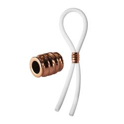 Bolo C-Ring Lasso Rose Gold Barrel Bead Silicone, White, 1.3 Ounce