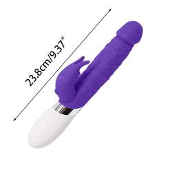 Flosky 7 Modes Rota-ting Rabbit Vib G-S USB Rechargeable Female Telescopic Di-do Mssager Stimulation Toy for Women (Purple)