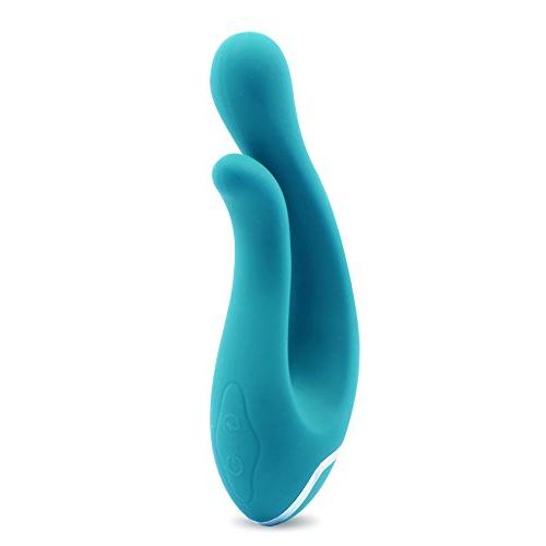 10 Vibrating Functions Dual Stimulation Vibrator - Clitoral and G Spot Stimulator - Platinum Silicone - Sex Toy for Women - Sex Toy for Couples (Aqua)