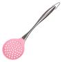 Non-stick Kitchen Cooking Utensils Heat Resistant Baking Tools Silicone Kitchenwares With Stainless Steel Handle,Pink Colander