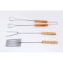Practical Picnic Kebab Stainless Steel Wooden Handle Outdoor Barbecue Accessories Three Sets