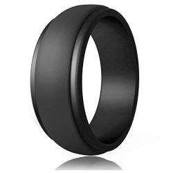 POPCHOSE Silicone Wedding Ring for Men, Mens Silicone Rubber Wedding Bands, Thin Breathable Silicone Ring Size 7 8 9 10 11 12 13, 1 Pack