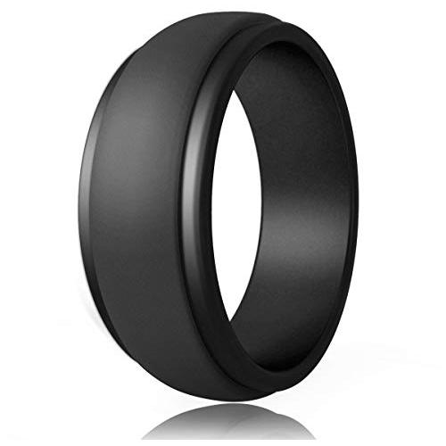 POPCHOSE Silicone Wedding Ring for Men, Mens Silicone Rubber Wedding Bands, Thin Breathable Silicone Ring Size 7 8 9 10 11 12 13, 1 Pack