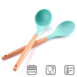 Silicone Kitchenware - 9-Piece Set of Silicone Kitchenware With Wooden Handle, Non-Stick Silicone Kitchen Cutlery Set, 9-piece set