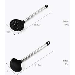 JunbosiKitchenware High Temperature Silicone Kitchenware 8 Piece Set Stainless Steel Handle Silicone Spatula Fishing Fence Food Clip Egg Beater