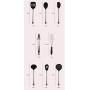JunbosiKitchenware Kitchen Tools Stainless Steel Pipe Handle Silicone Kitchenware High Temperature Silicone Kitchenware 8 Piece Set