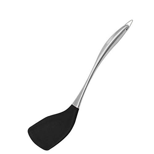 Silicone kitchenware set of 2 non-stick special heat-resistant cooking spatula soup spoon spatula,Black,spatula