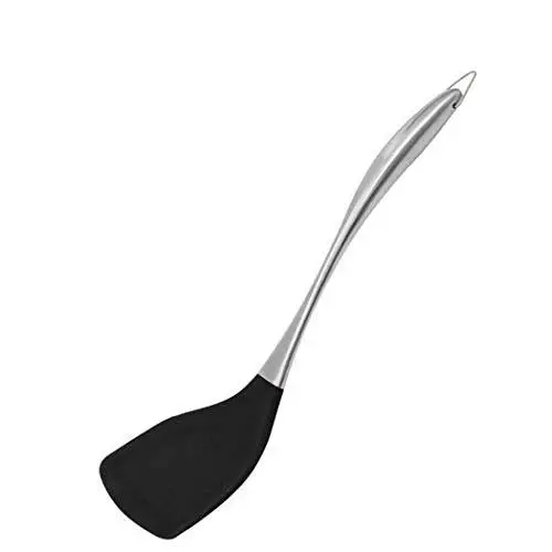 Silicone kitchenware set of 2 non-stick special heat-resistant cooking spatula soup spoon spatula,Black,spatula