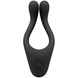 Doc Johnson TRYST - Multi Erogenous Zone Silicone Vibrator and C-Ring - Focused Stimulation For Both Partners - Synergistic Vibrations - Black