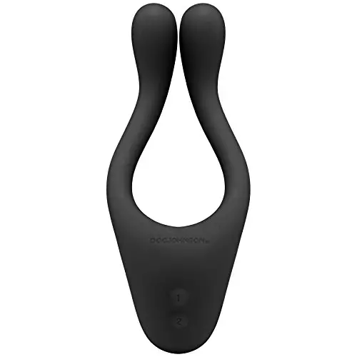 Doc Johnson TRYST - Multi Erogenous Zone Silicone Vibrator and C-Ring - Focused Stimulation For Both Partners - Synergistic Vibrations - Black